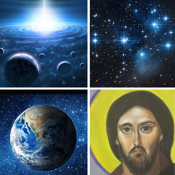 Fotos del cielo, universos, el planeta de Urantia, y la cara de Jesús